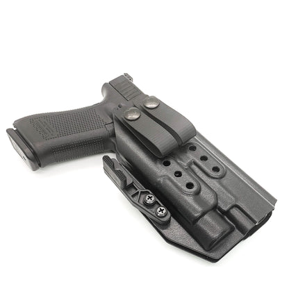 For the best IWB Kydex Inside Waistband Holster for the Glock 17, 34, and 47 Gen 5 pistols with the Streamlight TLR-1 HL, shop Four Brothers 4BROS Holsters. 