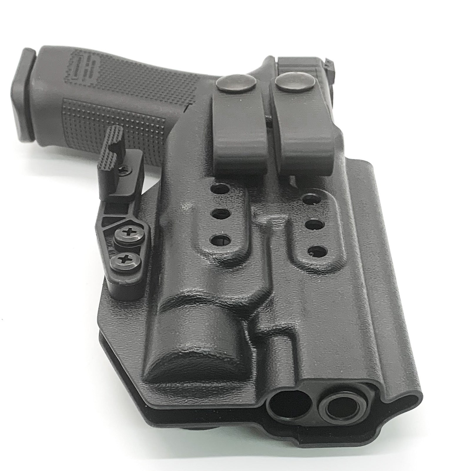 For the best IWB Kydex Inside Waistband Holster for the Glock 17, 34, and 47 Gen 5 pistols with the Streamlight TLR-1 HL, shop Four Brothers 4BROS Holsters. 