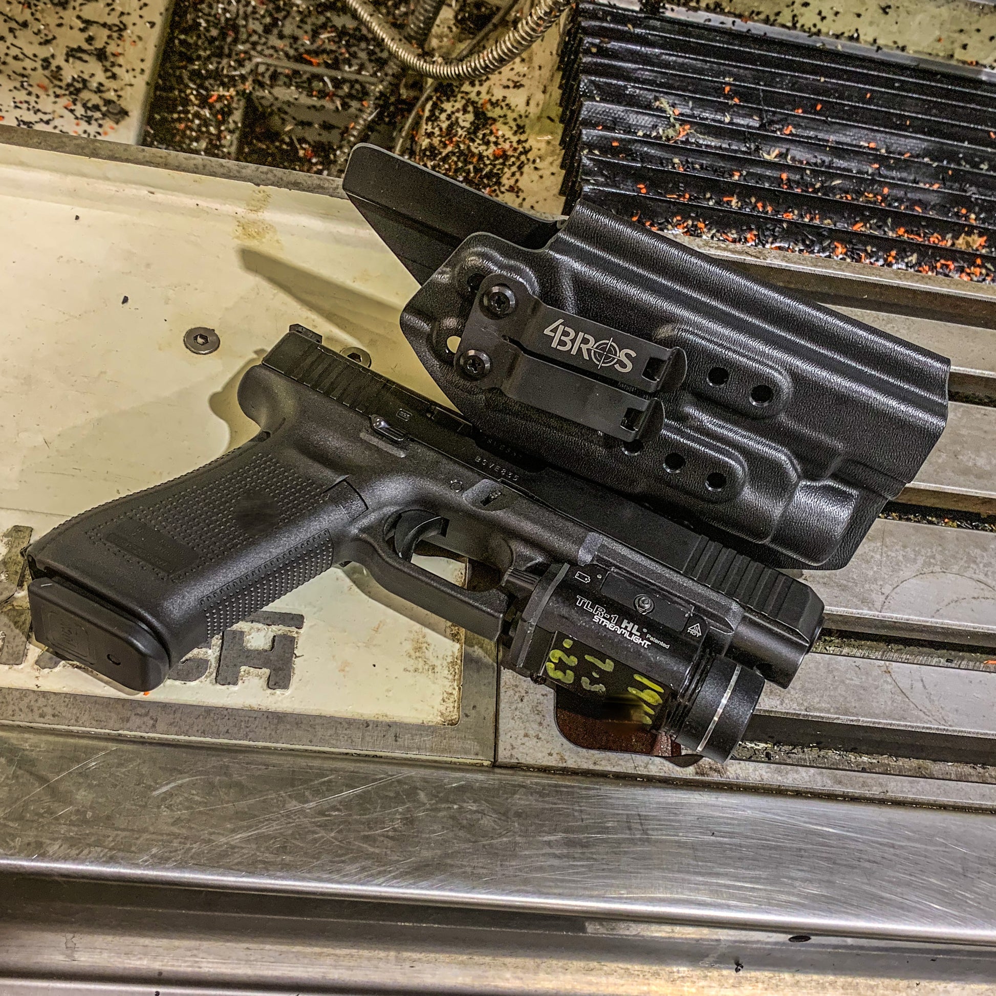 For the best IWB Kydex Inside Waistband Holster for the Glock 17, 34, and 47 Gen 5 pistols with the Streamlight TLR-1 HL, shop Four Brothers 4BROS Holsters. 