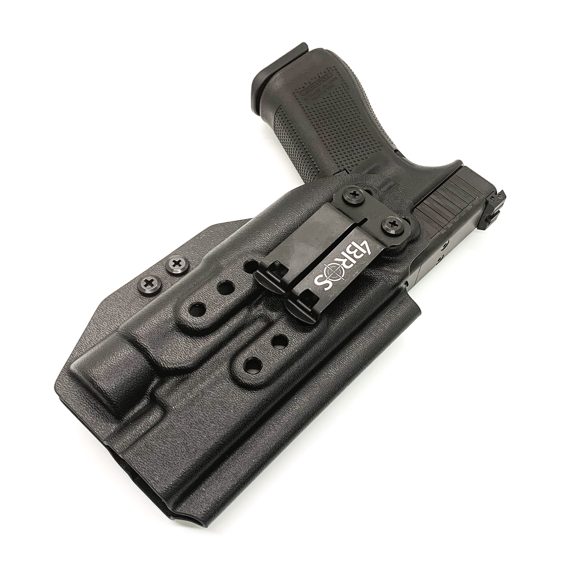 For the best IWB Kydex Inside Waistband Holster for the Glock 17, 34, and 47 Gen 5 pistols with the Streamlight TLR-1 HL, shop Four Brothers 4BROS Holsters. 