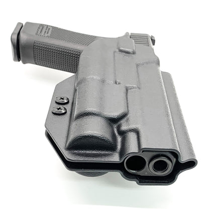 For the best Outside Waistband OWB Holster for the Glock 17, 34, and 47 Gen 5 pistols with the Streamlight TLR-1 HL, shop Four Brothers 4BROS Holsters. 