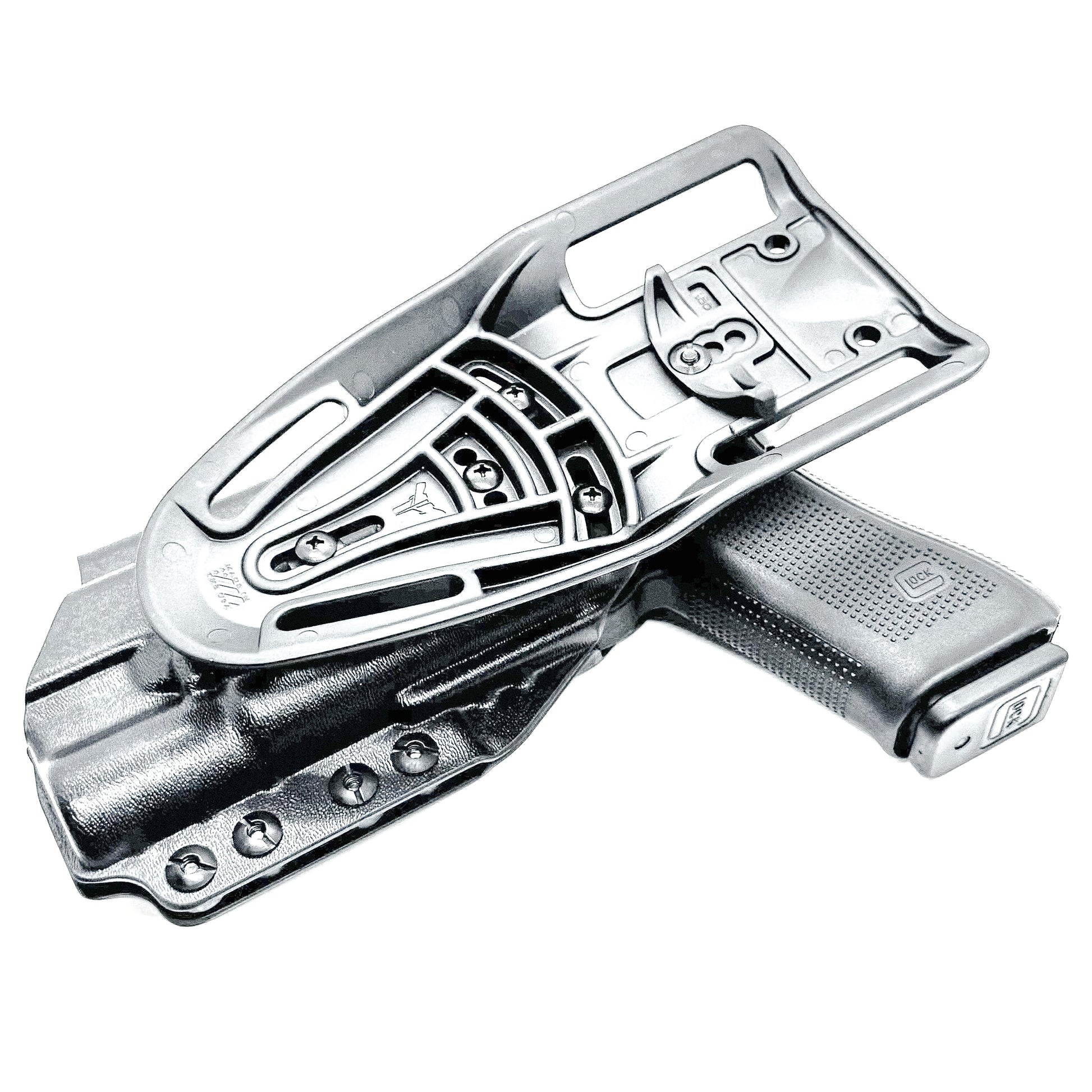 Duty & Competition OWB holster for the Glock 17 or 47 with the Surefire X300.  Shown in black with the Duty Drop attachment.