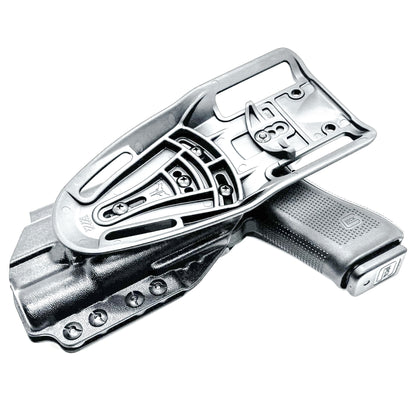 Duty & Competition OWB holster for the Glock 17 or 47 with the Surefire X300.  Shown in black with the Duty Drop attachment.