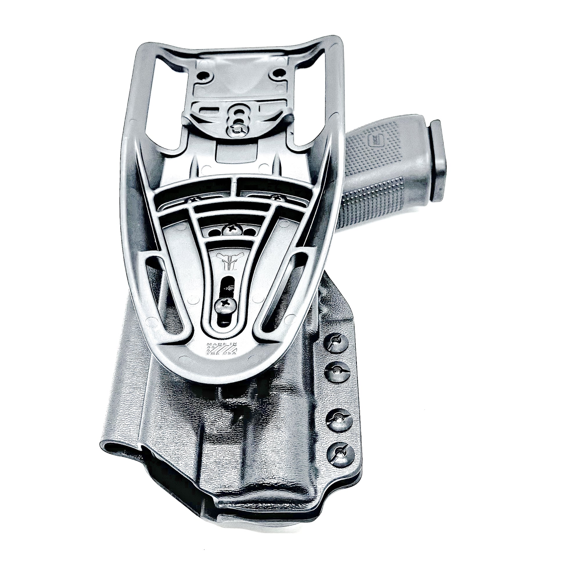 Duty & Competition OWB holster for the Glock 17 or 47 with the Surefire X300.  Shown in black with the Duty Drop attachment.