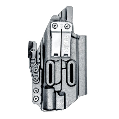 Black Inside Waistband IWB holster for either the Glock 17 or 47 with the Surefire X300.  Shown with a DCC Monoblock and a modwing.