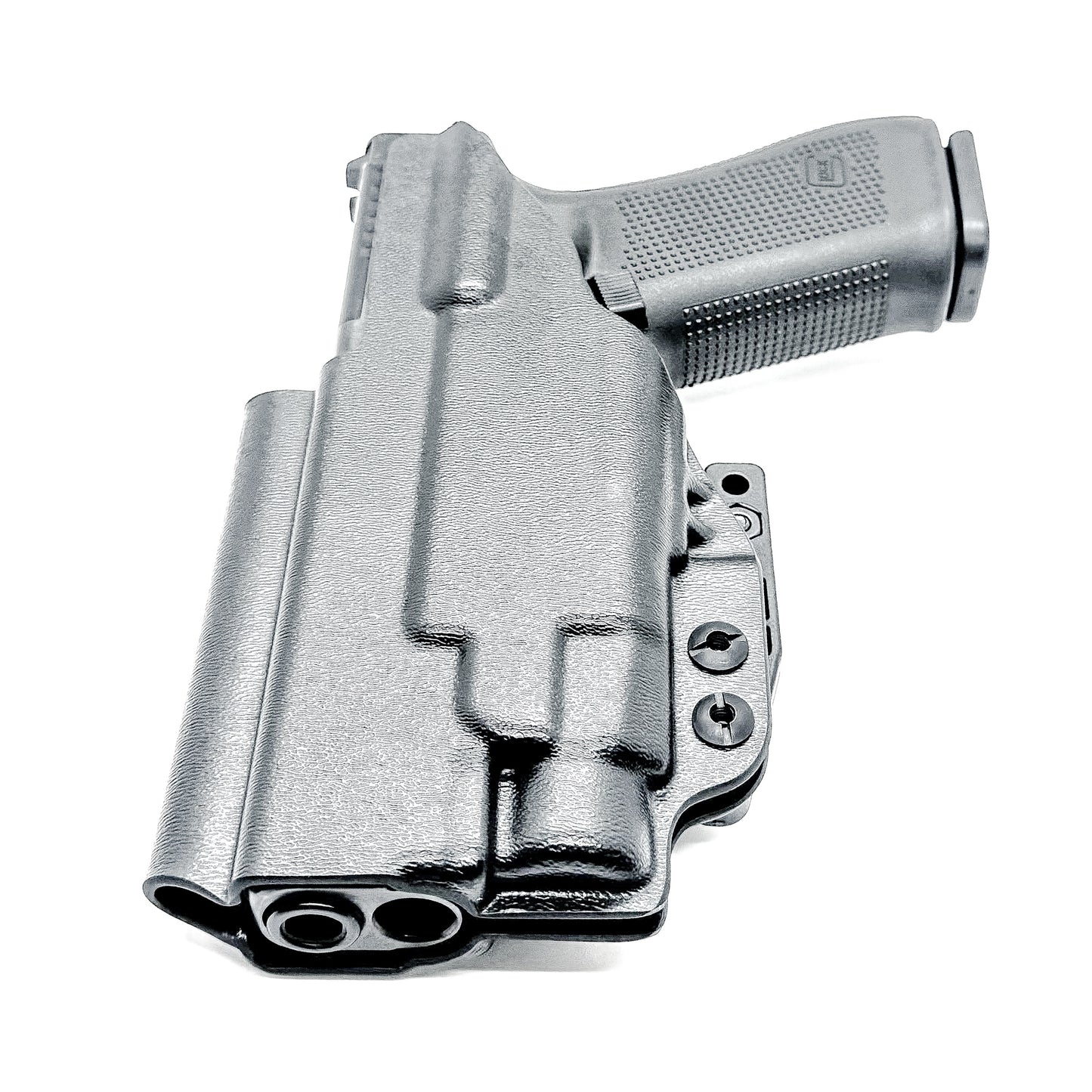Black IWB Holster for Glock 17 & TLR-7 HL-X light with a DCC Monoblock and a Modwing.