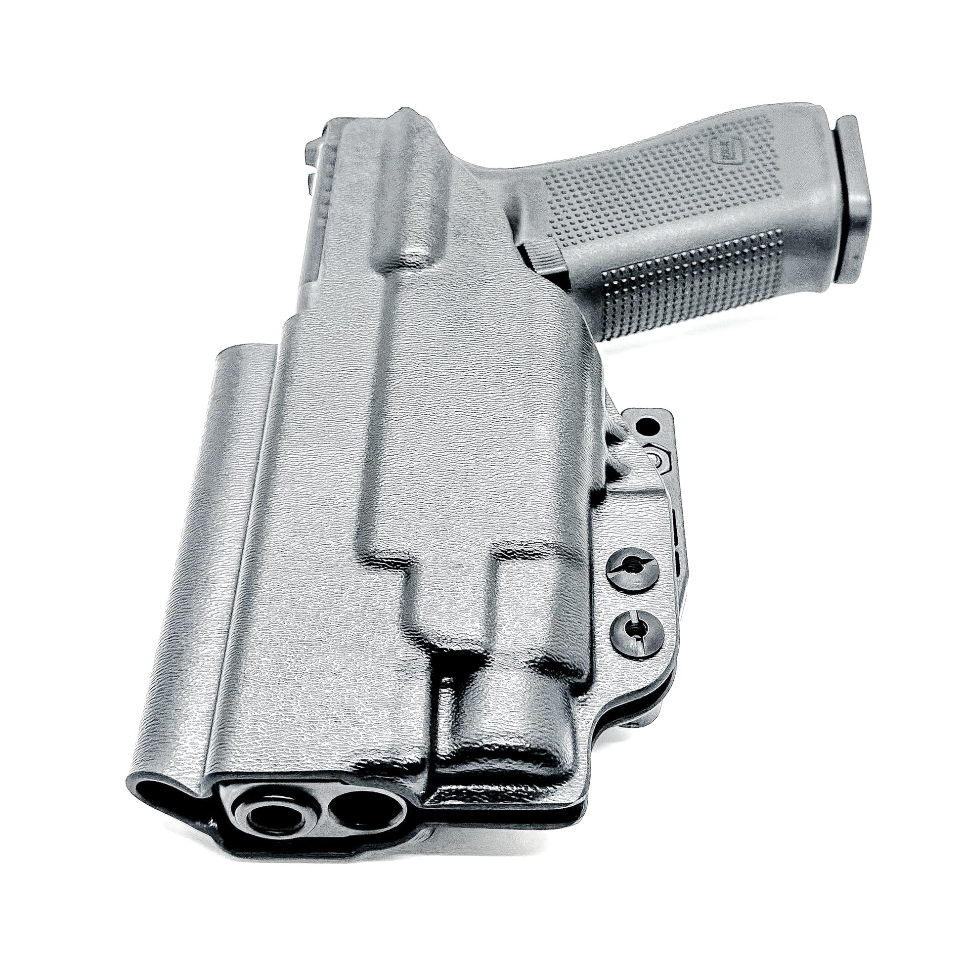 Black IWB Holster for Glock 17 & TLR-7 HL-X light with a DCC Monoblock and a Modwing.
