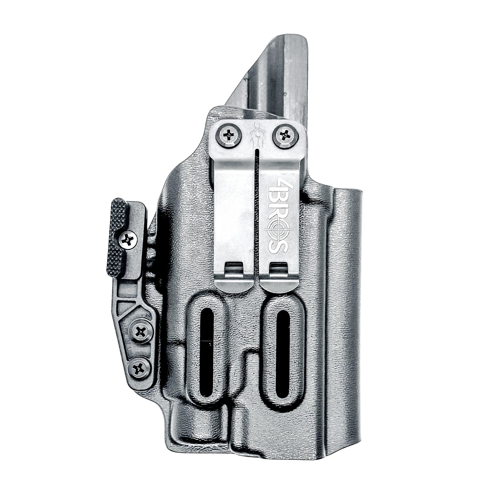 Black IWB Holster for Glock 17 & TLR-7 HL-X light with a DCC Monoblock and a Modwing.
