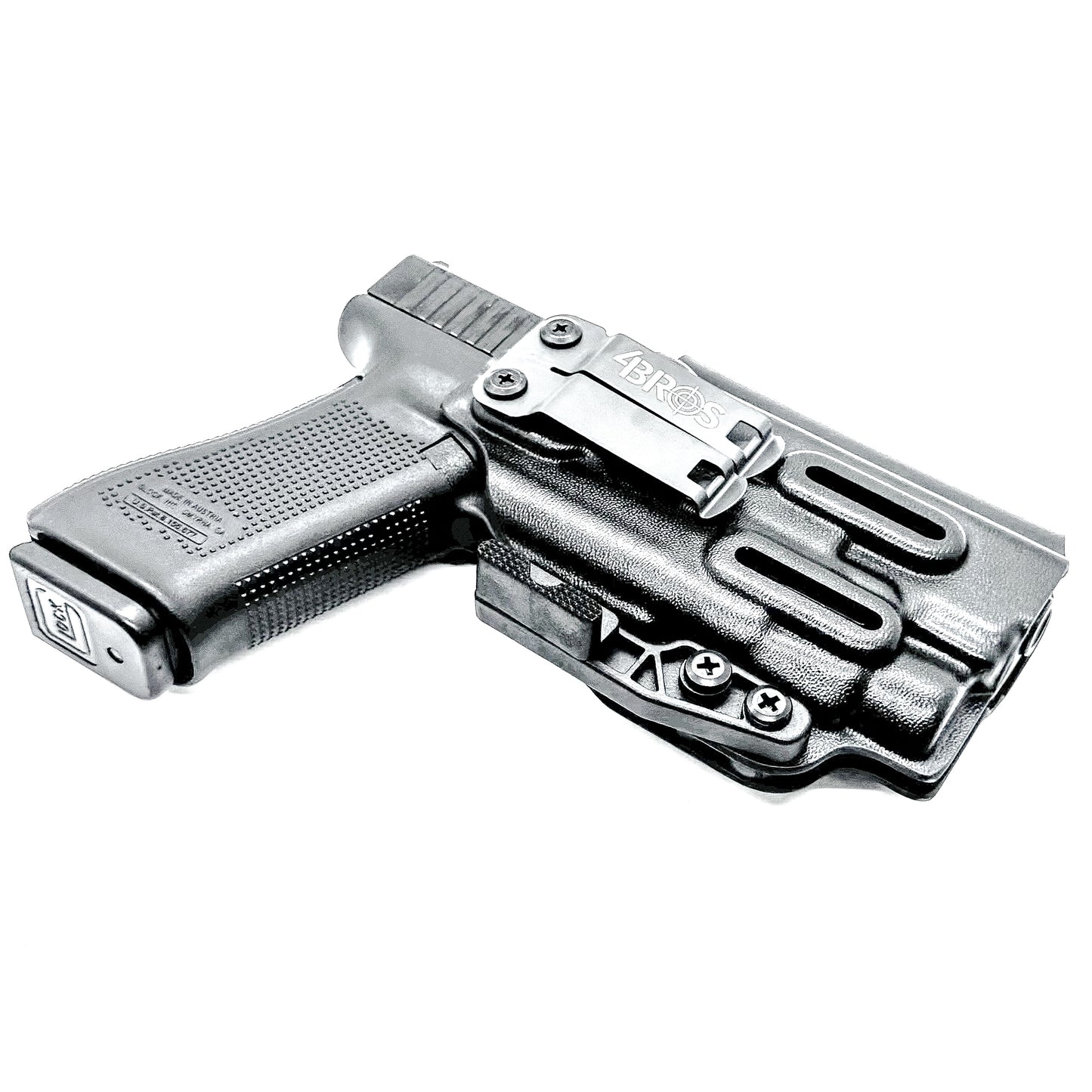 Black IWB Holster for Glock 17 & TLR-7 HL-X light with a DCC Monoblock and a Modwing.