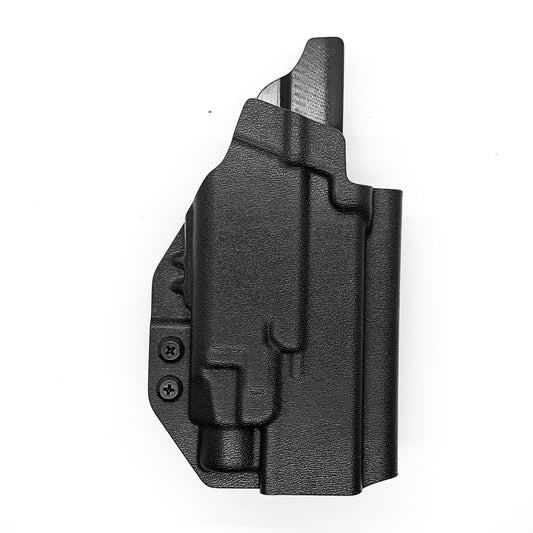 For the best Outside Waistband OWB Kydex holster designed to fit the Glock 17 Gen 5 with the Streamlight TLR-7 HL_X, TLR-7 X, & TLR-7 A, shop Four Brothers 4BROS holsters. Full sweat guard, adjustable retention, holster profile cut for red dot sights. Smooth edges for comfort and concealment. Made in the USA

