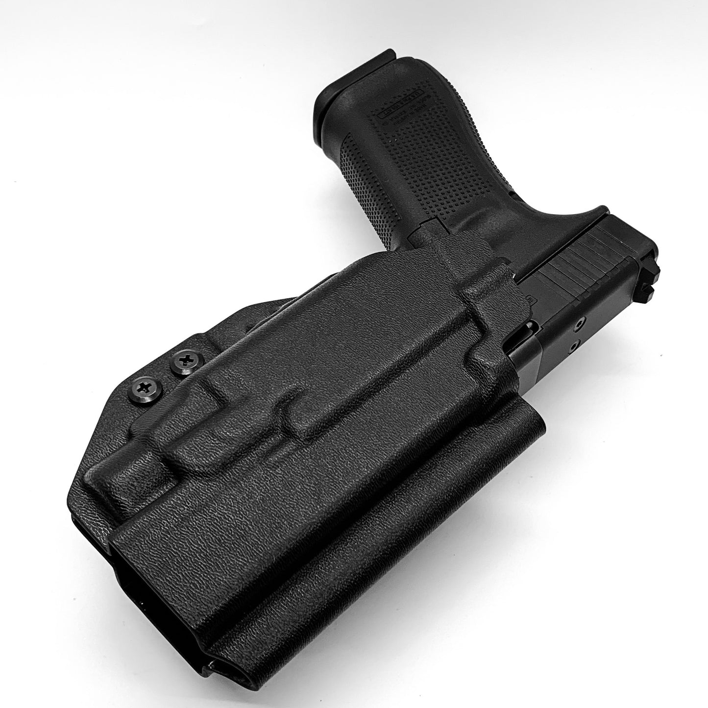 For the best Outside Waistband OWB Kydex holster designed to fit the Glock 17 Gen 5 with the Streamlight TLR-7 HL_X, TLR-7 X, & TLR-7 A, shop Four Brothers 4BROS holsters. Full sweat guard, adjustable retention, holster profile cut for red dot sights. Smooth edges for comfort and concealment. Made in the USA

