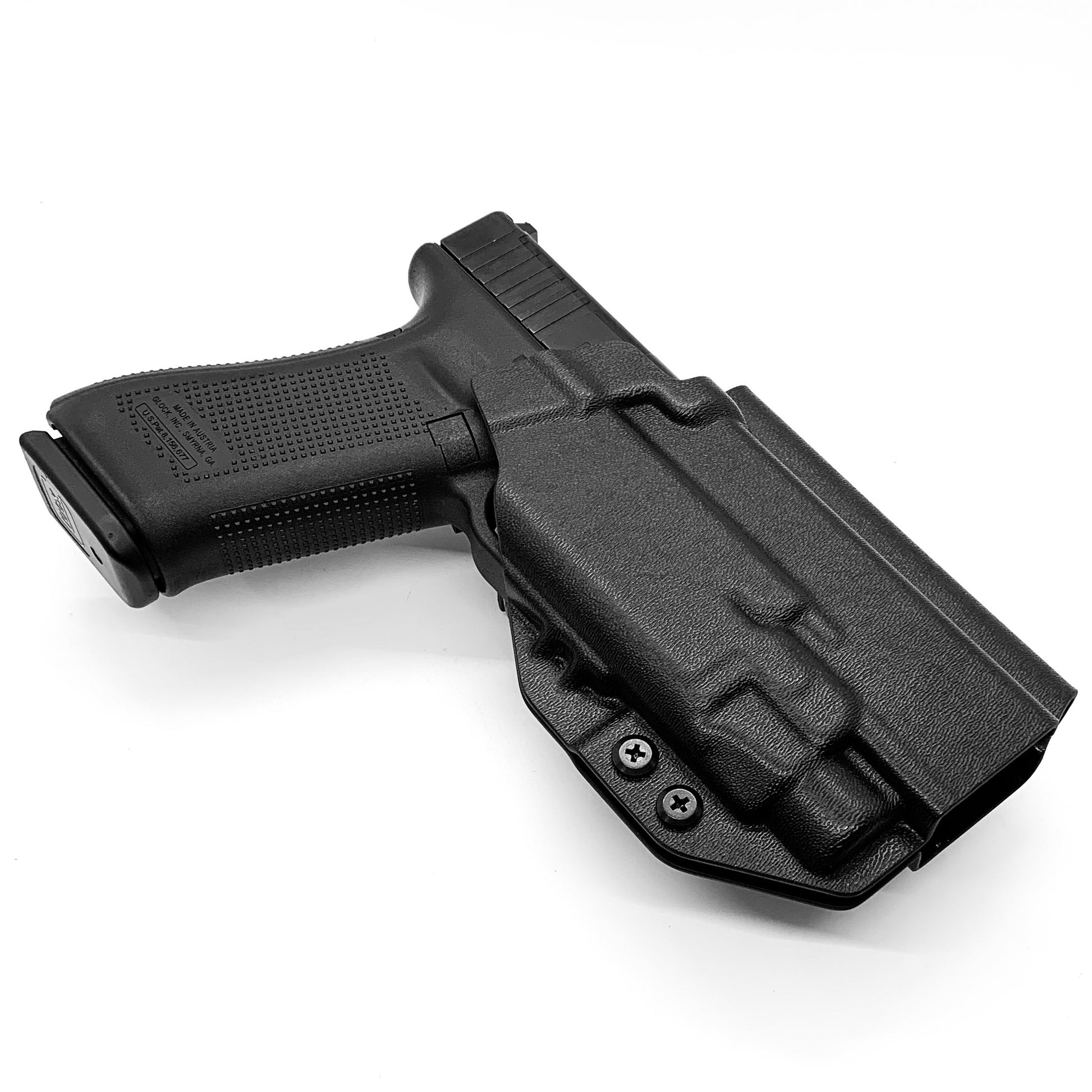 For the best Outside Waistband OWB Kydex holster designed to fit the Glock 17 Gen 5 with the Streamlight TLR-7 HL_X, TLR-7 X, & TLR-7 A, shop Four Brothers 4BROS holsters. Full sweat guard, adjustable retention, holster profile cut for red dot sights. Smooth edges for comfort and concealment. Made in the USA

