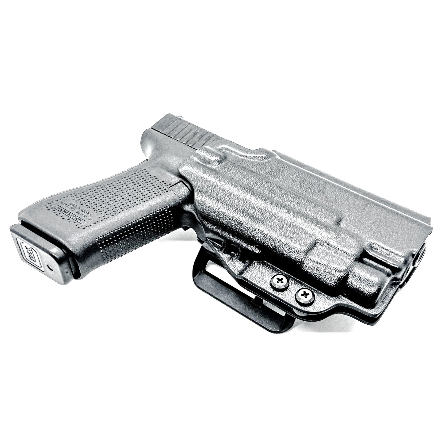 Glock 17 with TLR-7 HL-X outside waistband holster in black with 4BROS 1.5" Slide