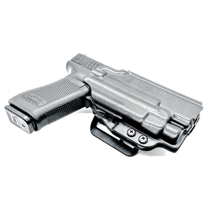 Glock 17 with TLR-7 HL-X outside waistband holster in black with 4BROS 1.5" Slide