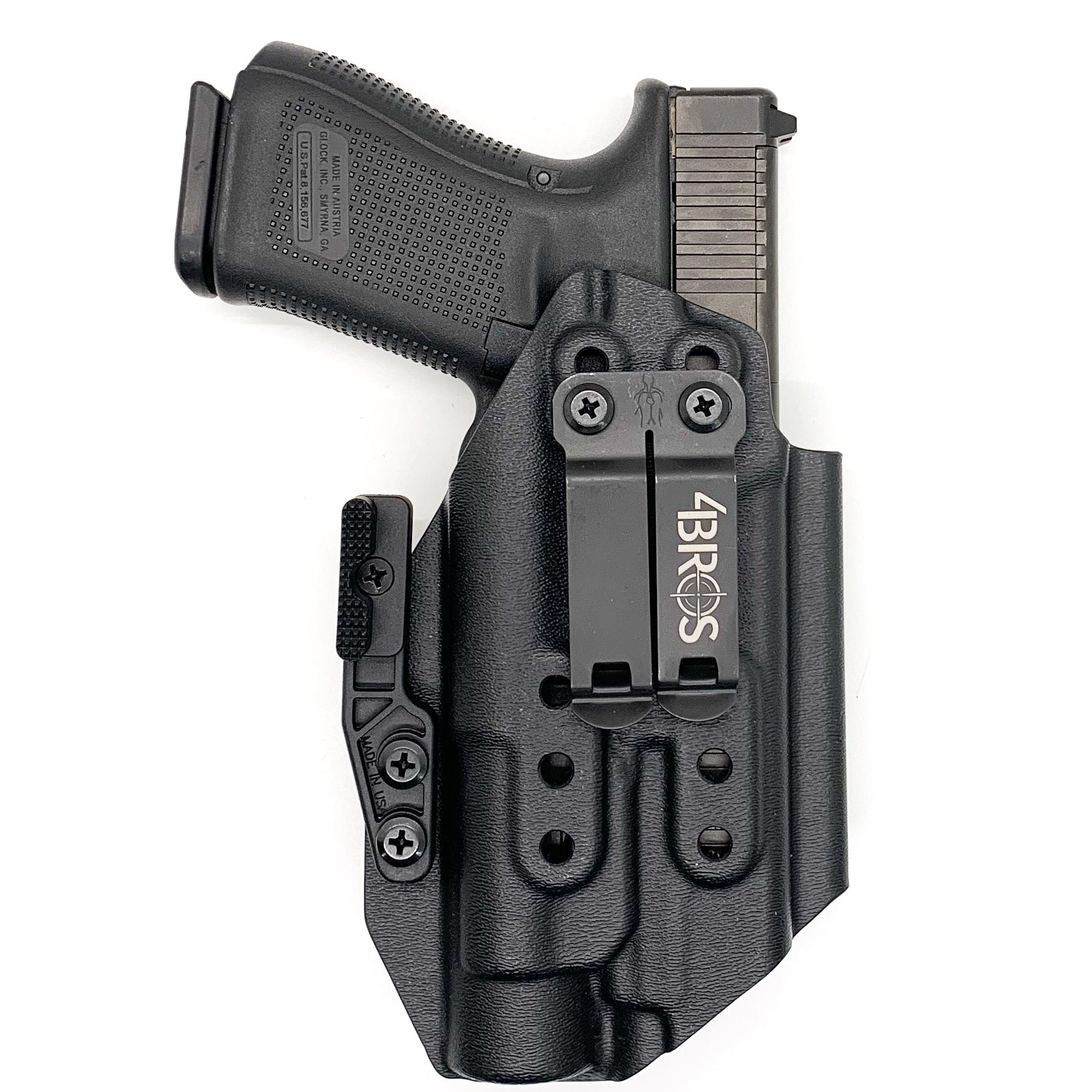 For the best IWB Kydex Inside Waistband for the Glock 19, 19X, and 45 Gen 5 pistols & Streamlight TLR-1 HL weapon-mounted light shop Four Brothers Holsters. 