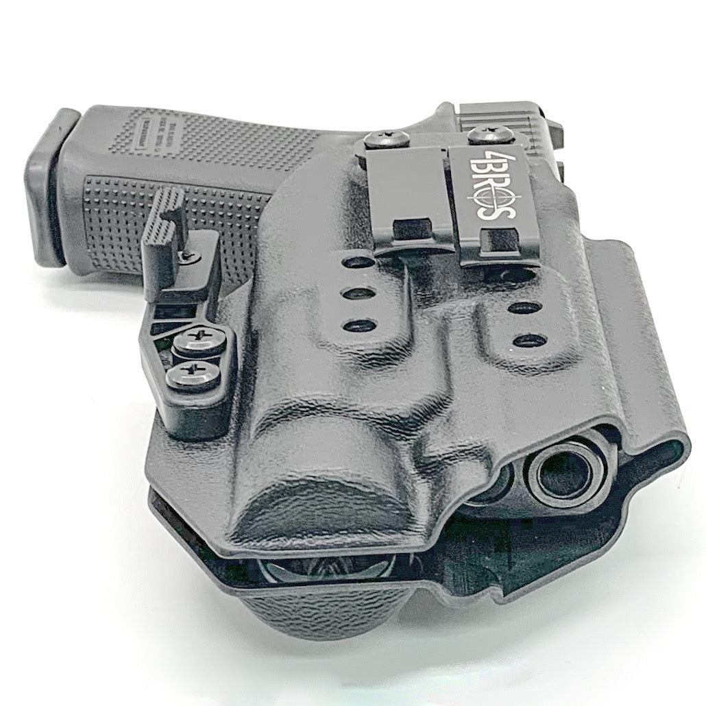 For the best IWB Kydex Inside Waistband for the Glock 19, 19X, and 45 Gen 5 pistols & Streamlight TLR-1 HL weapon-mounted light shop Four Brothers Holsters. 