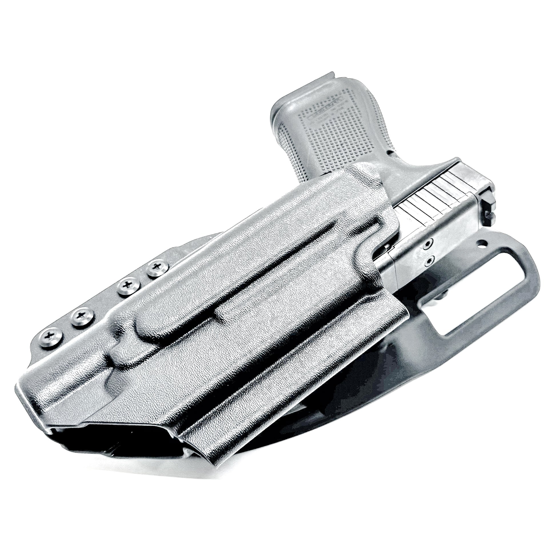 Duty & Competition Holster  for the Glock 19 or 45 with the Surefire X300.  Shown in black with a Duty Drop attachment.