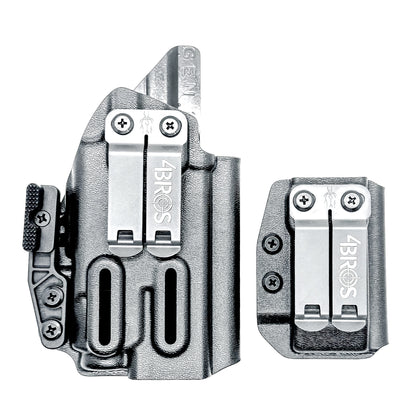 Four Brothers Holsters Glock 19 & Glock 23 Gen 3/4 IWB Inside Waistband & AIWB Holster and Magazine Carrier Combo for Streamlight TLR-7 A/X