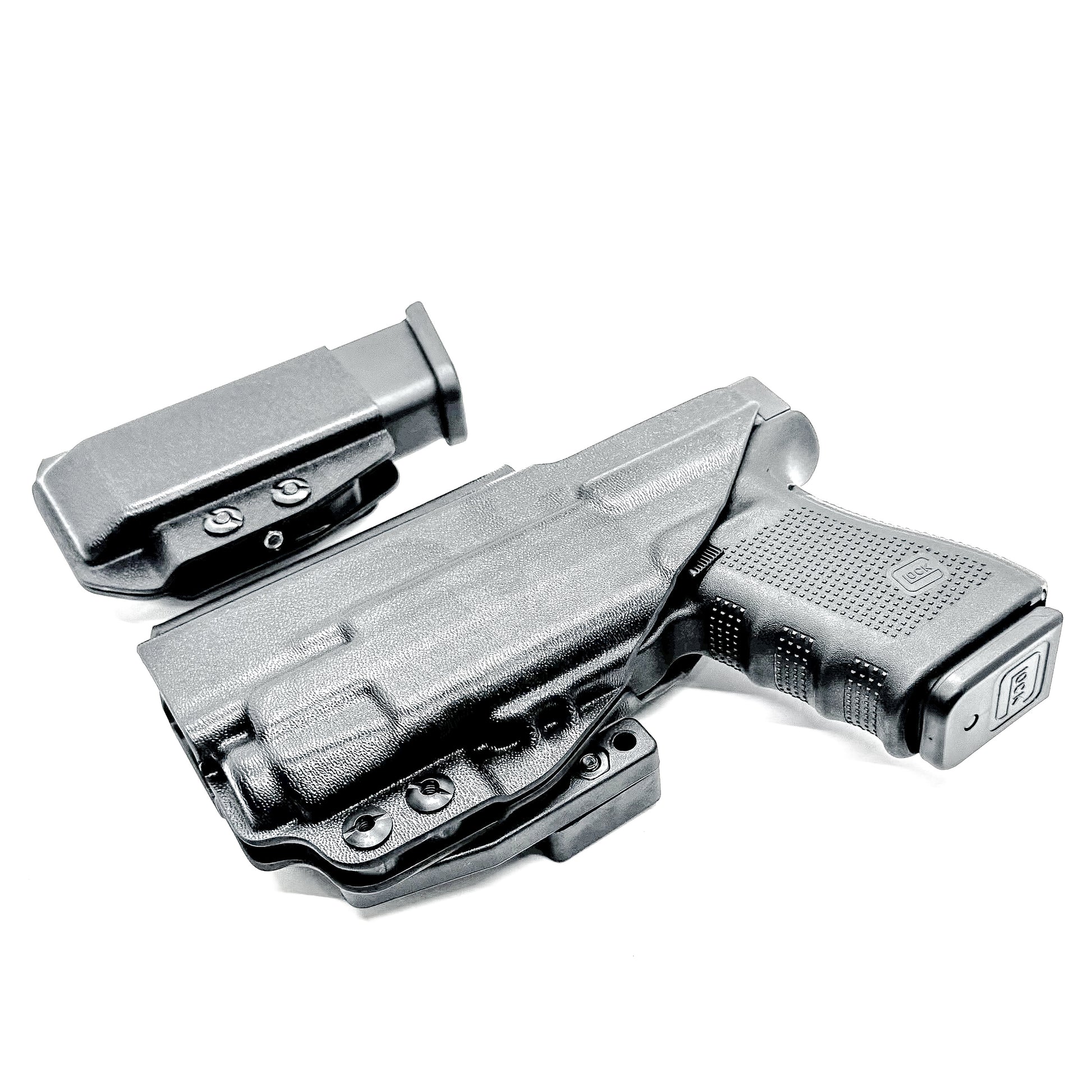 Four Brothers Holsters Glock 19 & Glock 23 Gen 3/4 IWB Inside Waistband & AIWB Holster and Magazine Carrier Combo for Streamlight TLR-7 A/X