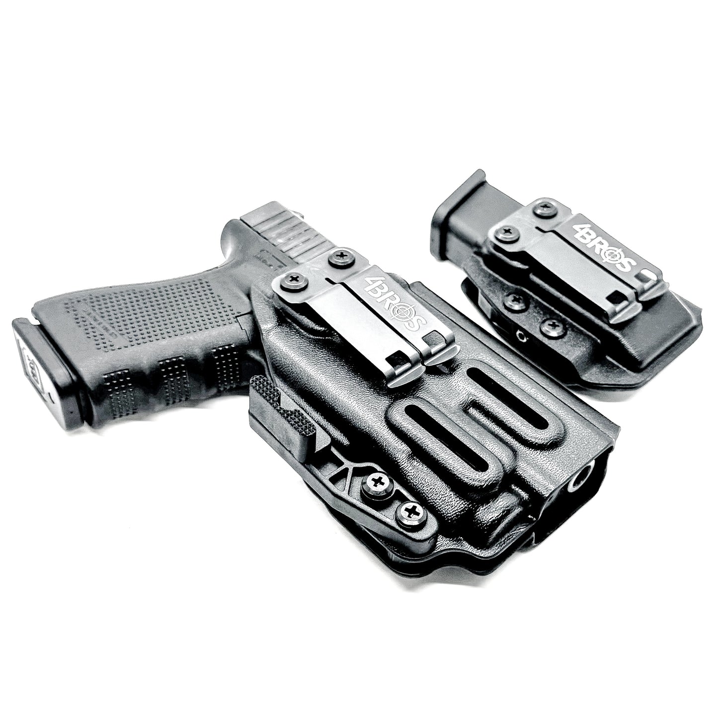 Four Brothers Holsters Glock 19 & Glock 23 Gen 3/4 IWB Inside Waistband & AIWB Holster and Magazine Carrier Combo for Streamlight TLR-7 A/X