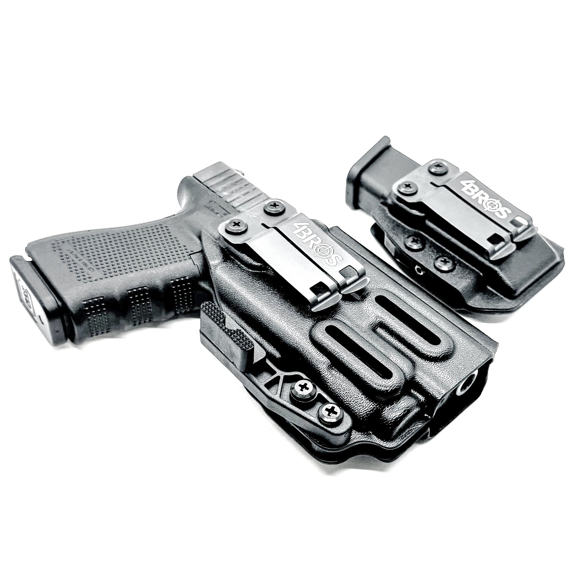 Four Brothers Holsters Glock 19 & Glock 23 Gen 3/4 IWB Inside Waistband & AIWB Holster and Magazine Carrier Combo for Streamlight TLR-7 A/X