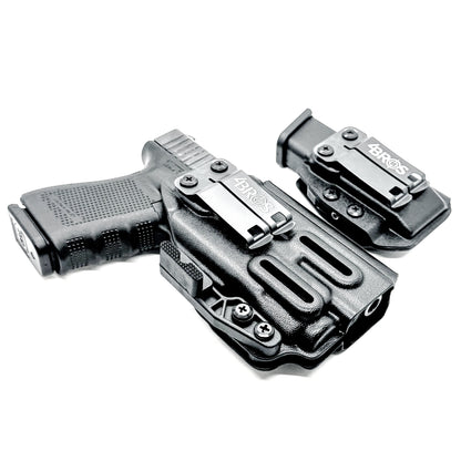 Four Brothers Holsters Glock 19 & Glock 23 Gen 3/4 IWB Inside Waistband & AIWB Holster and Magazine Carrier Combo for Streamlight TLR-7 A/X