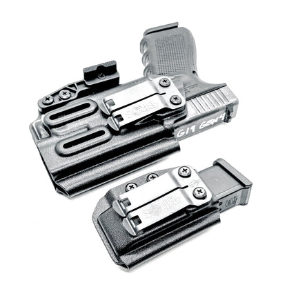 Four Brothers Holsters Glock 19 & Glock 23 Gen 3/4 IWB Inside Waistband & AIWB Holster and Magazine Carrier Combo for Streamlight TLR-7 A/X