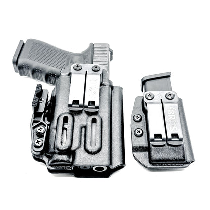 Four Brothers Holsters Glock 19 & Glock 23 Gen 3/4 IWB Inside Waistband & AIWB Holster and Magazine Carrier Combo for Streamlight TLR-7 A/X