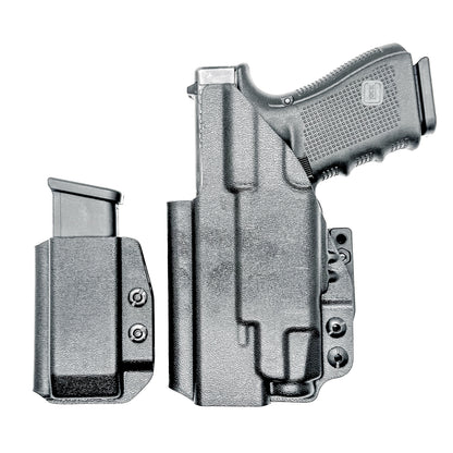 Four Brothers Holsters Glock 19 & Glock 23 Gen 3/4 IWB Inside Waistband & AIWB Holster and Magazine Carrier Combo for Streamlight TLR-7 A/X