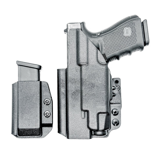 Four Brothers Holsters Glock 19 & Glock 23 Gen 3/4 IWB Inside Waistband & AIWB Holster and Magazine Carrier Combo for Streamlight TLR-7 A/X