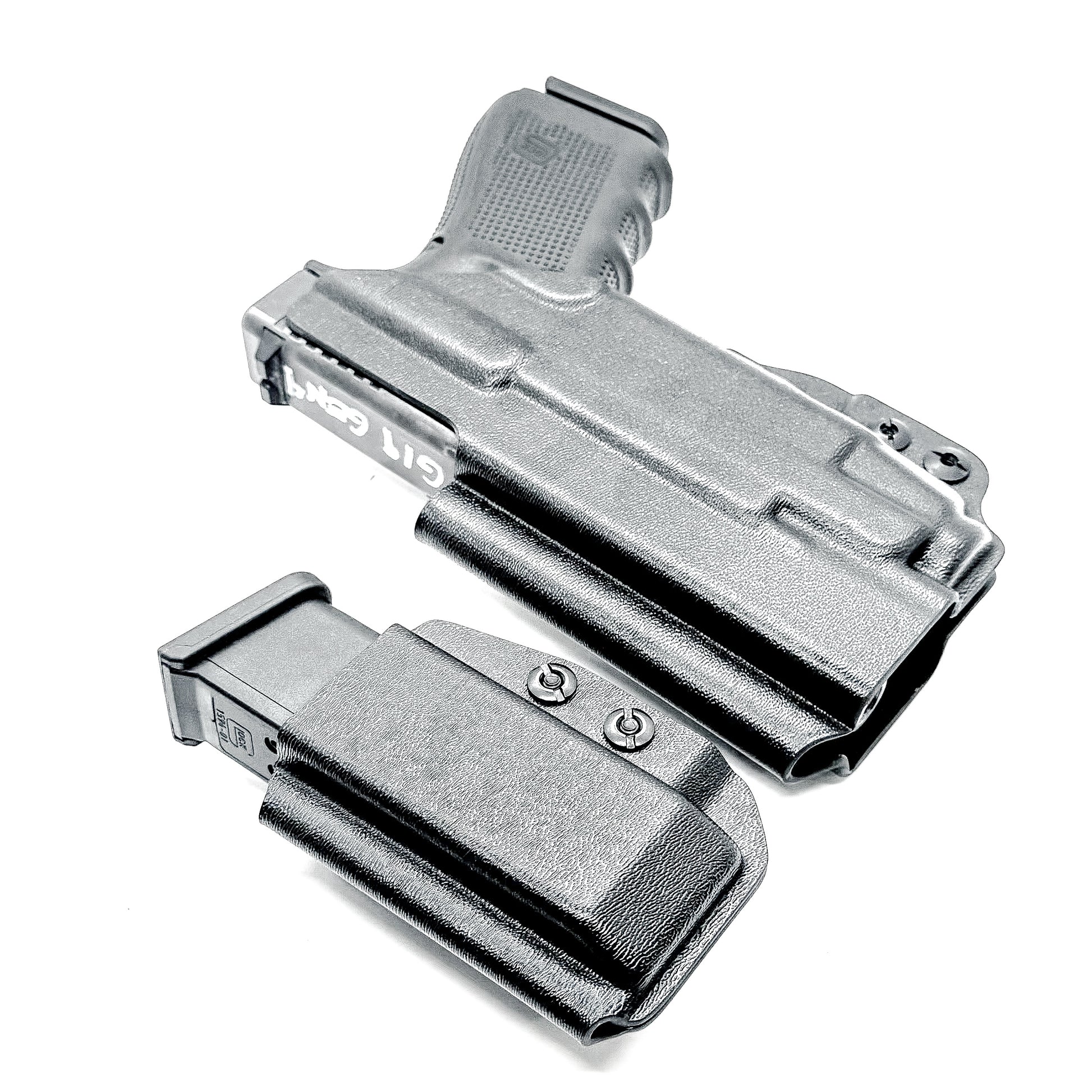 Four Brothers Holsters Glock 19 & Glock 23 Gen 3/4 IWB Inside Waistband & AIWB Holster and Magazine Carrier Combo for Streamlight TLR-7 A/X