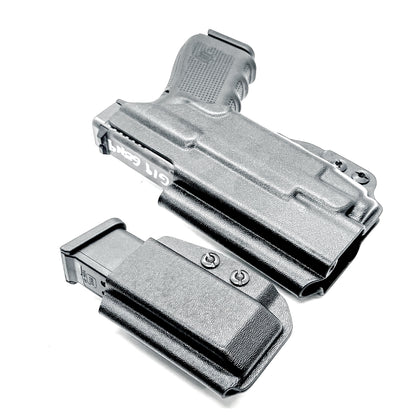 Four Brothers Holsters Glock 19 & Glock 23 Gen 3/4 IWB Inside Waistband & AIWB Holster and Magazine Carrier Combo for Streamlight TLR-7 A/X