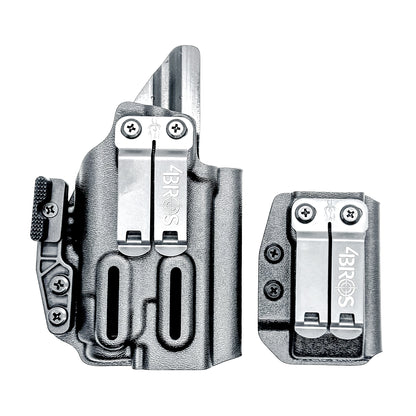 Four Brothers Holsters Glock 19, 19X & 45 Gen 5, Gen 6 & Gen V IWB Inside Waistband & AIWB Holster and Magazine Carrier Combo for Streamlight TLR-7 A/X