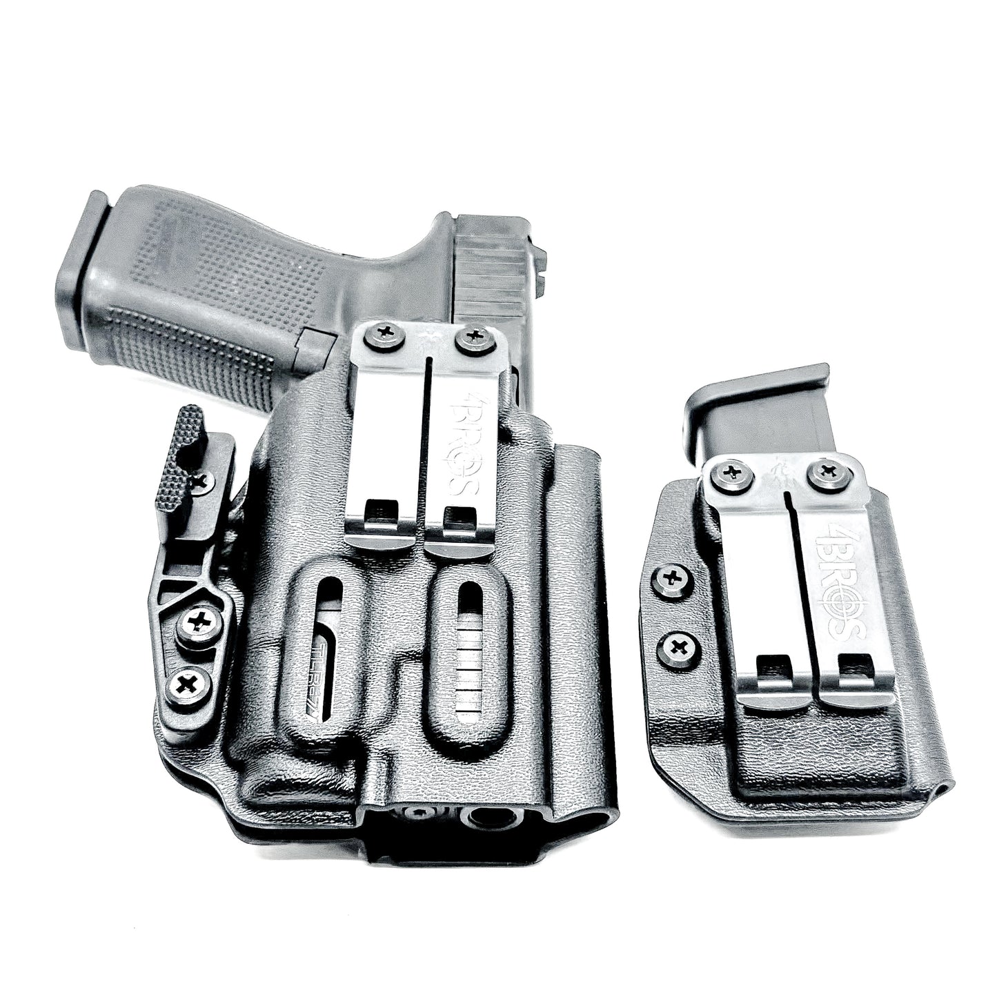 Four Brothers Holsters Glock 19, 19X & 45 Gen 5, Gen 6 & Gen V IWB Inside Waistband & AIWB Holster and Magazine Carrier Combo for Streamlight TLR-7 A/X