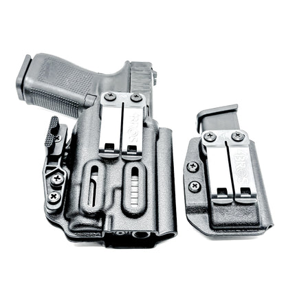 Four Brothers Holsters Glock 19, 19X & 45 Gen 5, Gen 6 & Gen V IWB Inside Waistband & AIWB Holster and Magazine Carrier Combo for Streamlight TLR-7 A/X