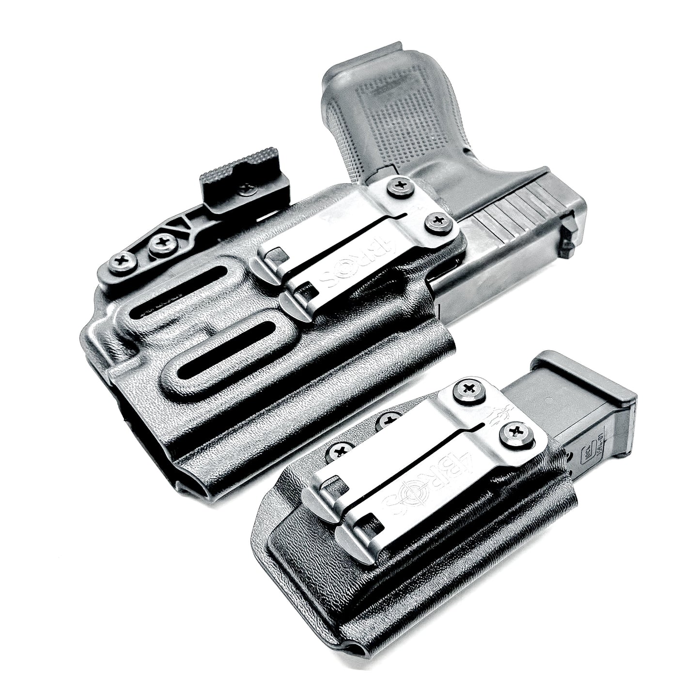 Four Brothers Holsters Glock 19, 19X & 45 Gen 5, Gen 6 & Gen V IWB Inside Waistband & AIWB Holster and Magazine Carrier Combo for Streamlight TLR-7 A/X