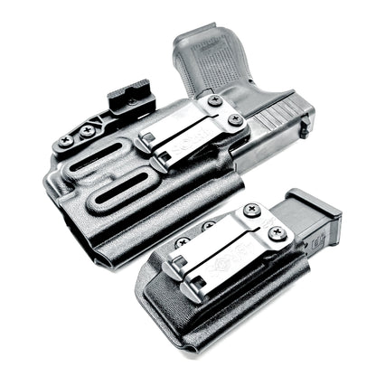 Four Brothers Holsters Glock 19, 19X & 45 Gen 5, Gen 6 & Gen V IWB Inside Waistband & AIWB Holster and Magazine Carrier Combo for Streamlight TLR-7 A/X