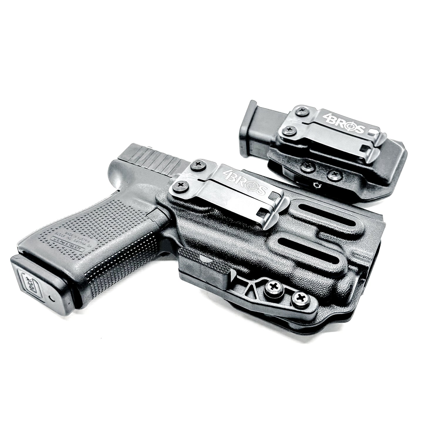 Four Brothers Holsters Glock 19, 19X & 45 Gen 5, Gen 6 & Gen V IWB Inside Waistband & AIWB Holster and Magazine Carrier Combo for Streamlight TLR-7 A/X