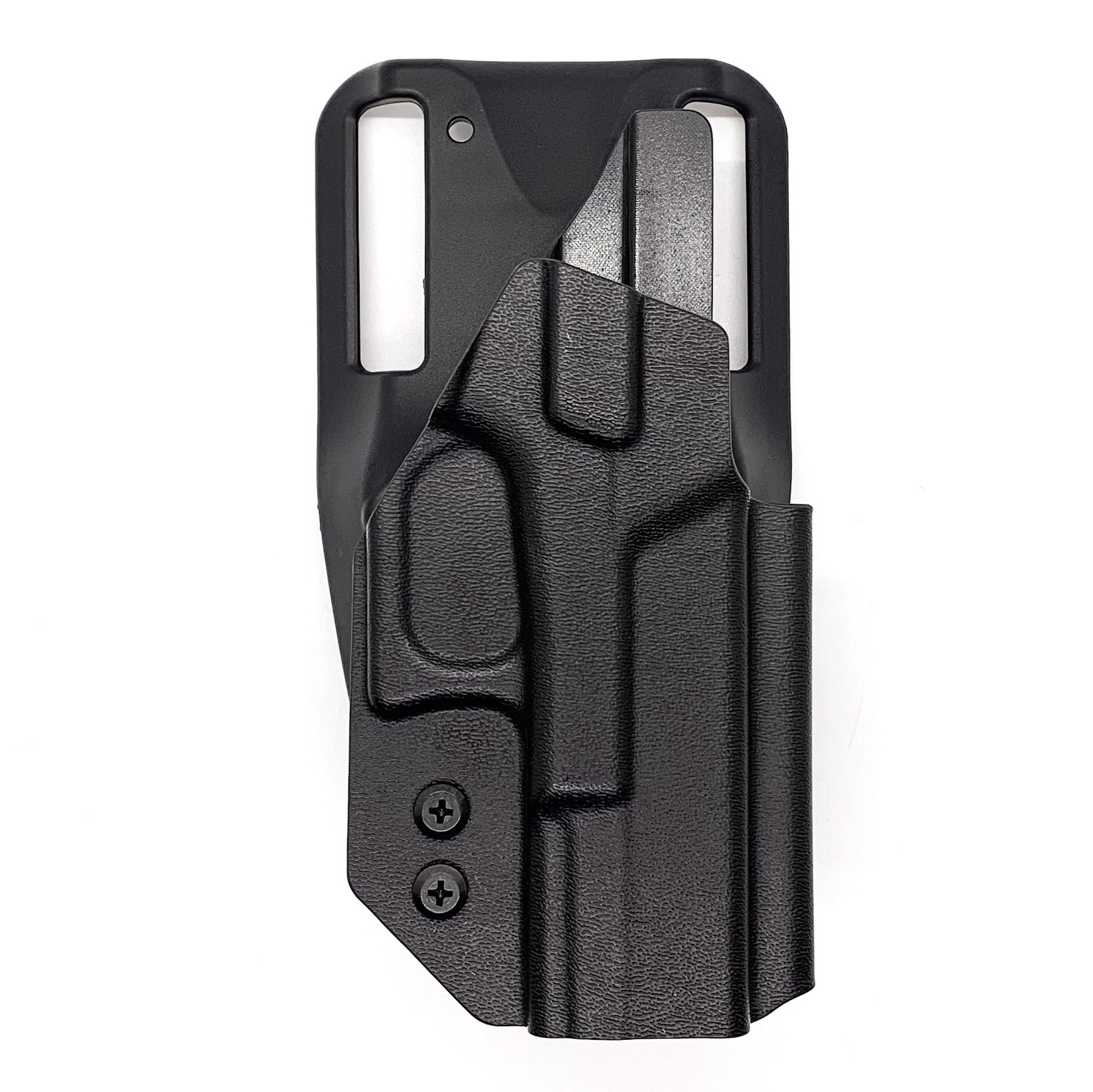 For the best Kydex outside waistband OWB duty & competition holster for the Glock 19 Generation Gen 5, shop Four Brothers 4BROS Holsters.  The holster will also fit the Glock Gen 3 & 4 19 and 23. Cleared for a red dot sight. Adjustable Retention, molded with .080" Kydex, made in the USA.