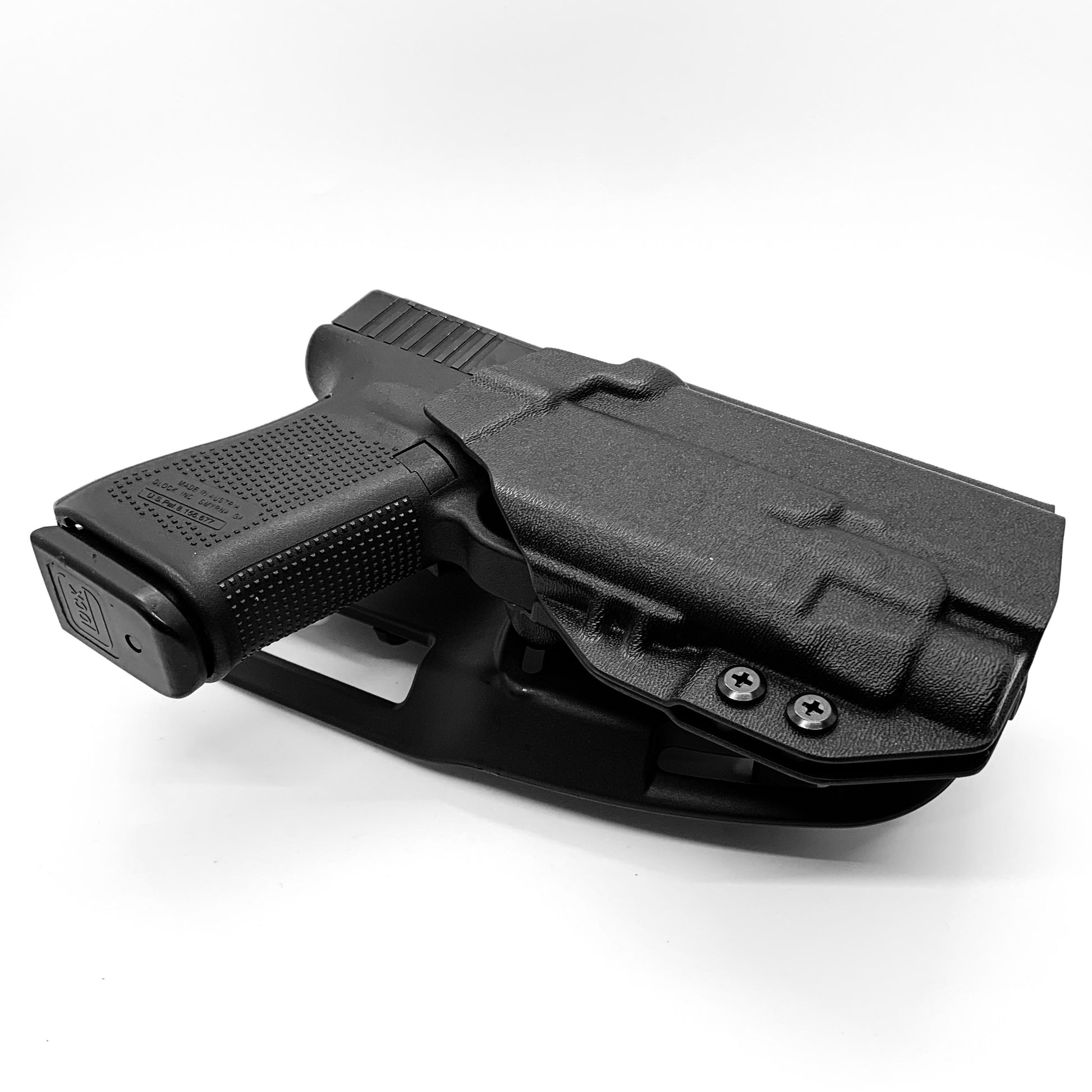 For the best outside waistband OWB Kydex Duty and Competition holster designed to fit the Glock 19 Gen 5 with the Streamlight TLR-7 HL-X, TLR-7 X, & TLR-7 A, shop Four Brothers 4BROS Holsters. Full sweat guard, adjustable retention, cleared for red dot sights. Open muzzle for threaded barrels. Made in the USA TLR7 HLX

