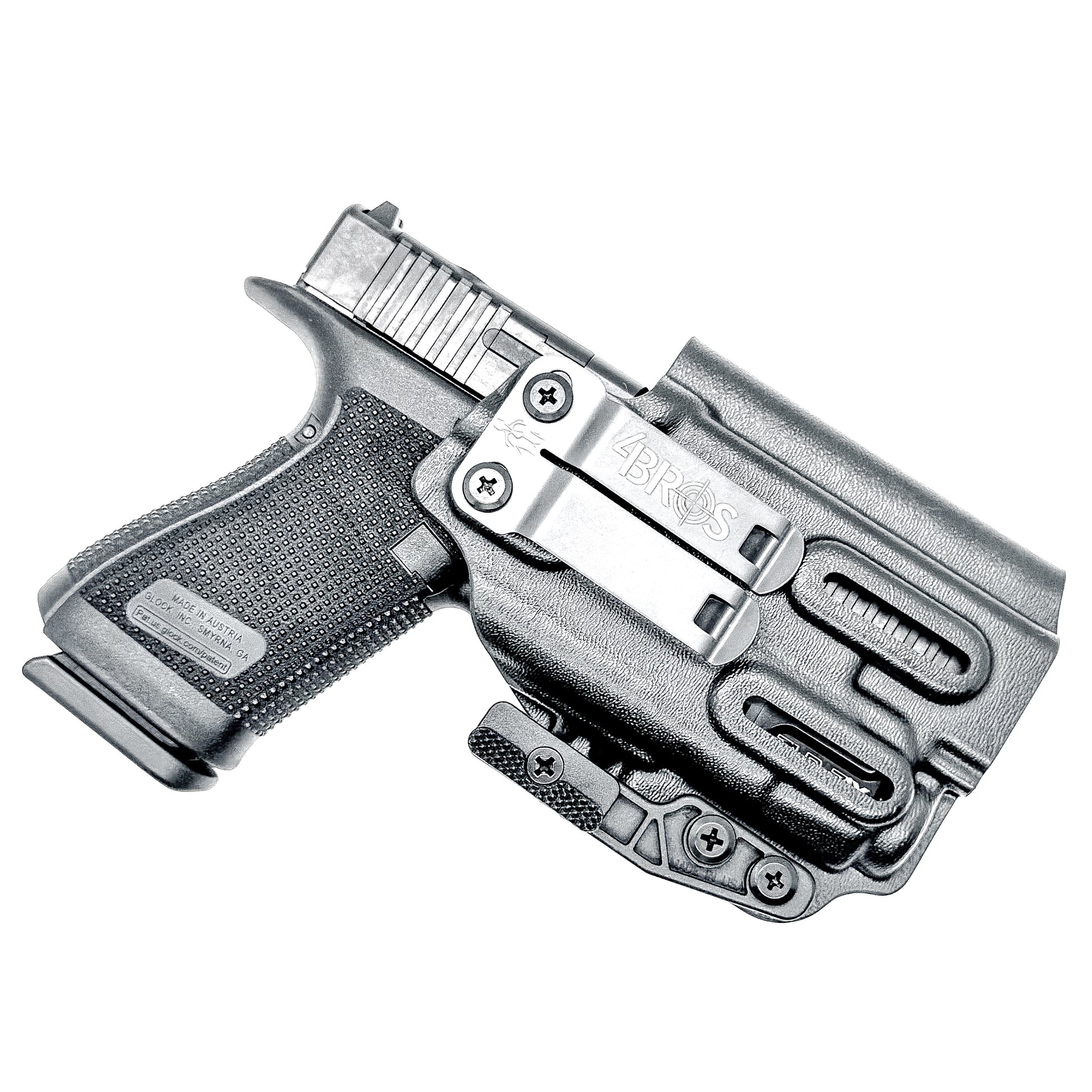 Black IWB Kydex Inside Waistband Holster for the Glock 19 Gen 5 or V, 19X, or 45 with a Streamlight TLR-7 X & TLR-7 A with DCC Monoblock and a modwing.