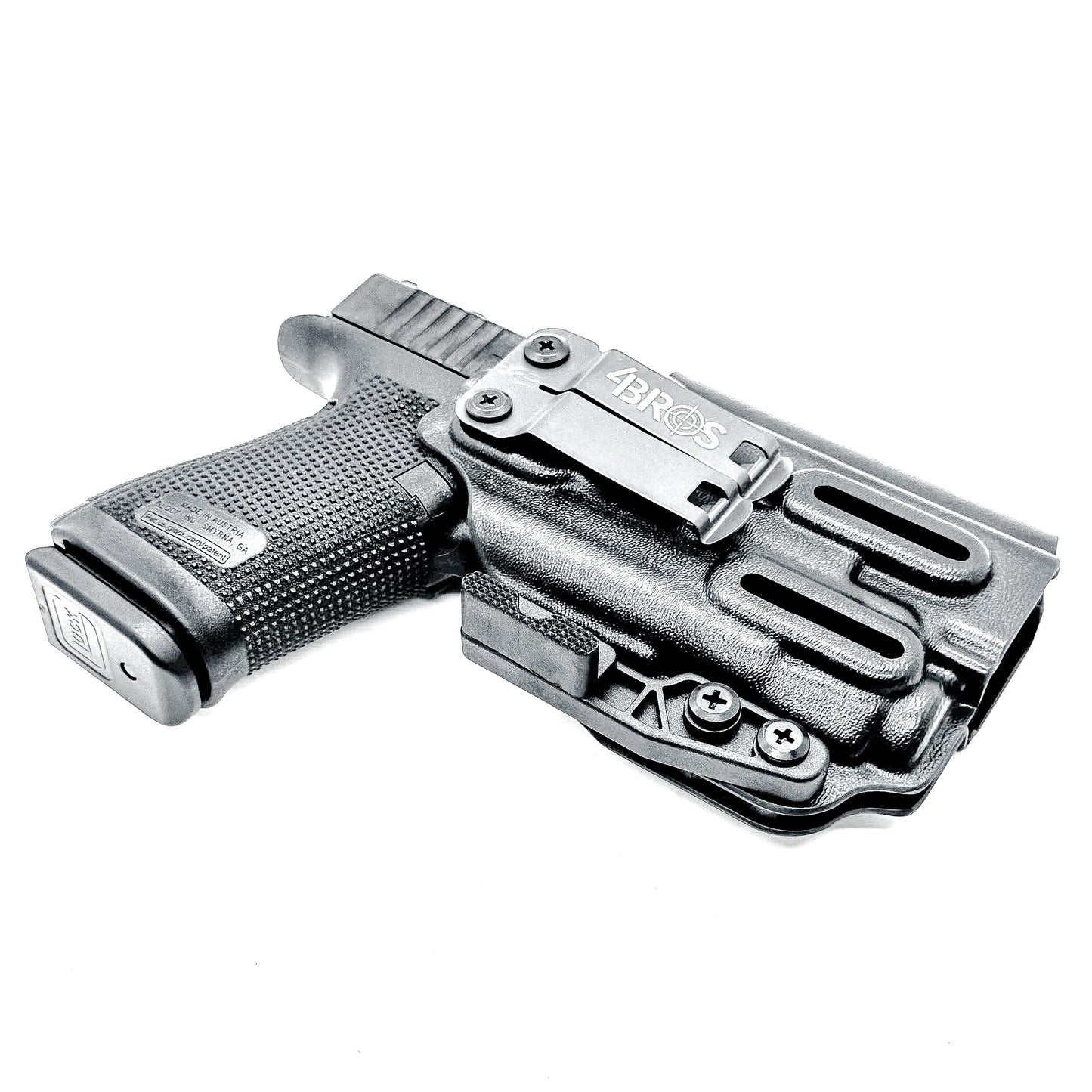 Black IWB Kydex Inside Waistband Holster for the Glock 19 Gen 5 or V, 19X, or 45 with a Streamlight TLR-7 X & TLR-7 A with DCC Monoblock and a modwing.