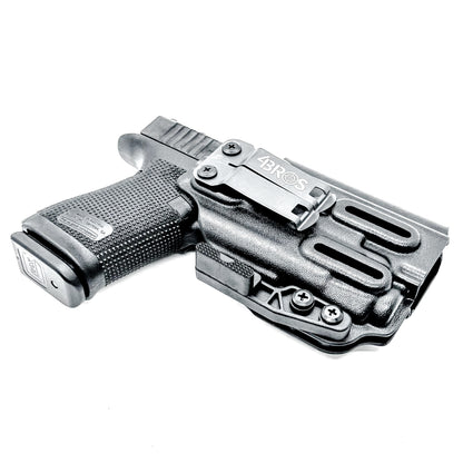 Black IWB Kydex Inside Waistband Holster for the Glock 19 Gen 5 or V, 19X, or 45 with a Streamlight TLR-7 X & TLR-7 A with DCC Monoblock and a modwing.