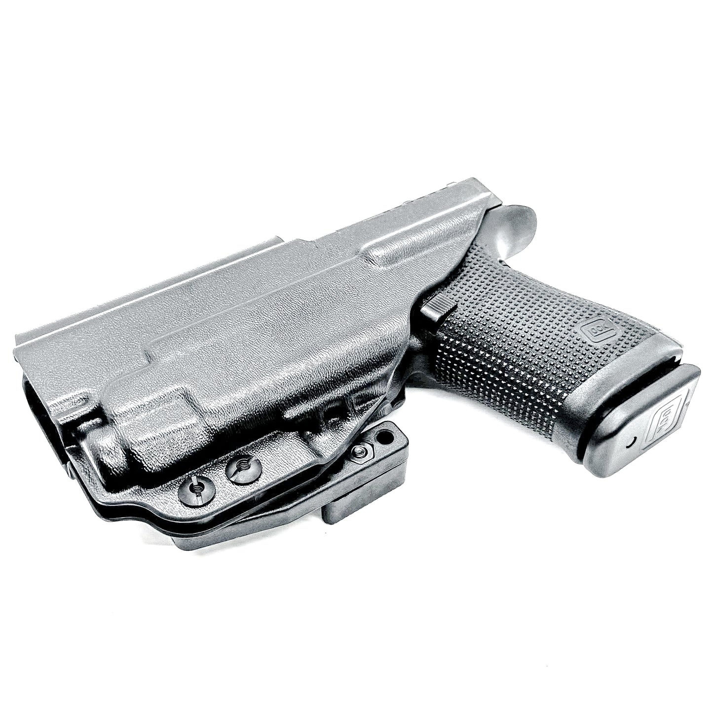 Black IWB Kydex Inside Waistband Holster for the Glock 19 Gen 5 or V, 19X, or 45 with a Streamlight TLR-7 X & TLR-7 A with DCC Monoblock and a modwing.
