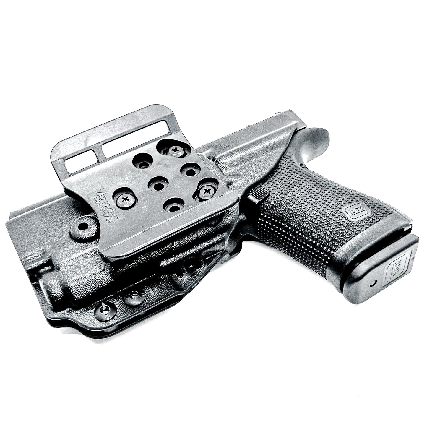 Black Outside Waistband OWB Holster for the Glock Gen 5 with the 19-length slide & Streamlight TLR-7 X or TLR-7 A with 4BROS 1.5" Belt Slide, from Four Brothers holsters.