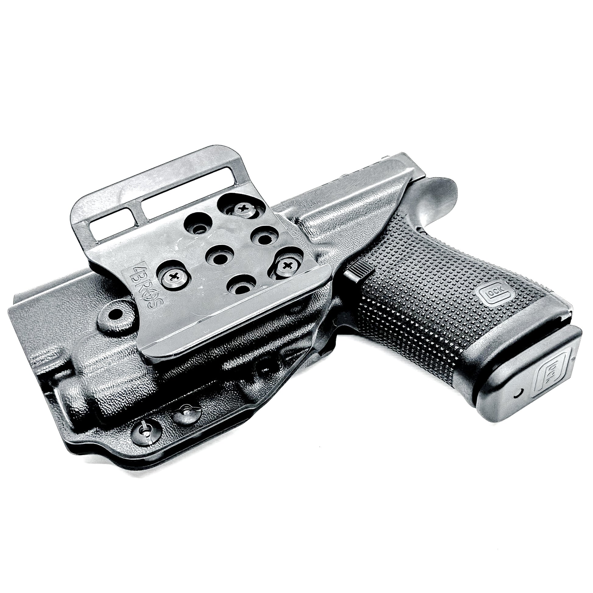 Black Outside Waistband OWB Holster for the Glock Gen 5 with the 19-length slide & Streamlight TLR-7 X or TLR-7 A with 4BROS 1.5" Belt Slide, from Four Brothers holsters.