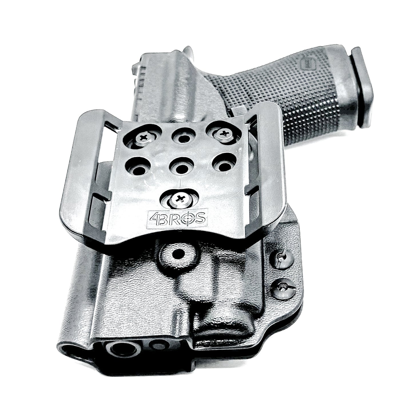 Black Outside Waistband OWB Holster for the Glock Gen 5 with the 19-length slide & Streamlight TLR-7 X or TLR-7 A with 4BROS 1.5" Belt Slide, from Four Brothers holsters.