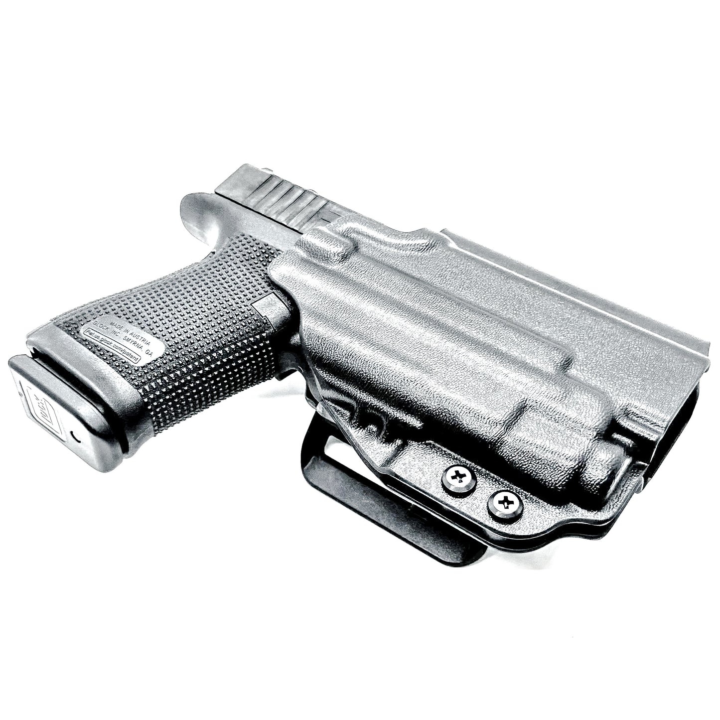 Black Outside Waistband OWB Holster for the Glock Gen 5 with the 19-length slide & Streamlight TLR-7 X or TLR-7 A with 4BROS 1.5" Belt Slide, from Four Brothers holsters.