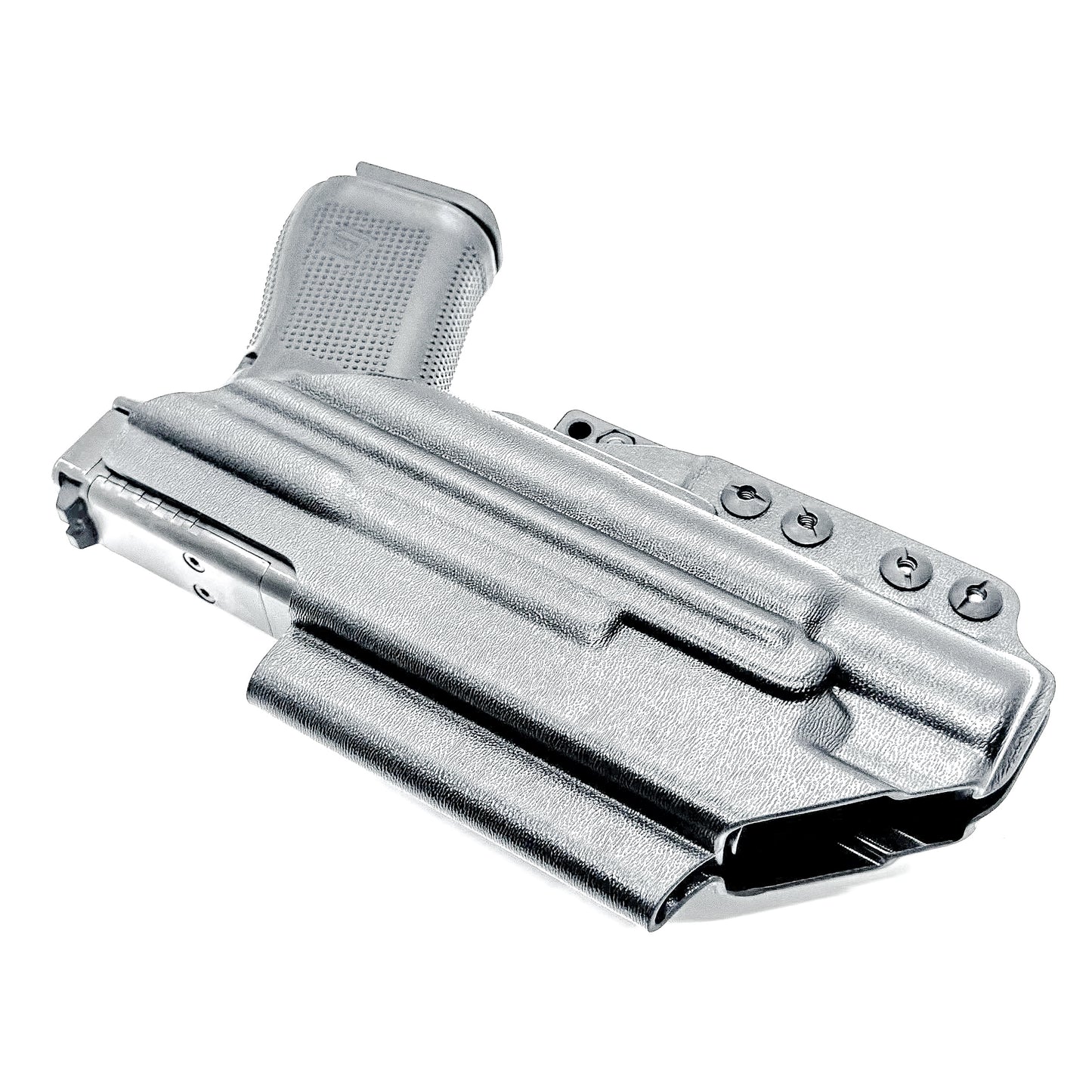 Black Inside Waistband IWB holster for the Glock 19 and Surefire X300.  Shown with DCC Monoblock and a modwing.