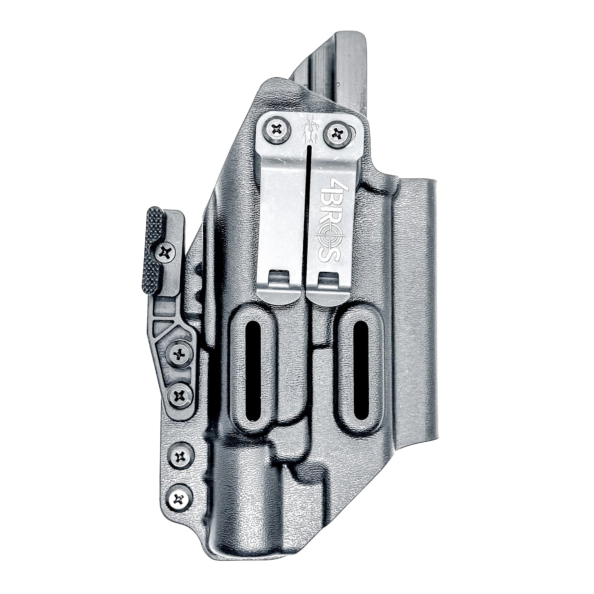 Black Inside Waistband IWB holster for the Glock 19 and Surefire X300.  Shown with DCC Monoblock and a modwing.